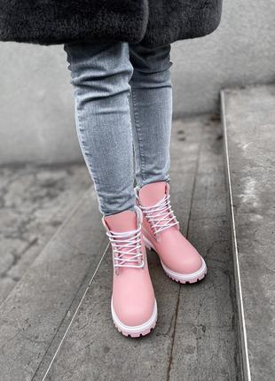 🌺timberland pink🌺 ботинки женские тимберленд, евро зима/зима, розовые кожаные2 фото