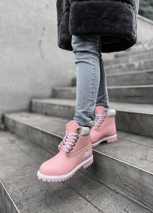 🌺timberland pink🌺 ботинки женские тимберленд, евро зима/зима, розовые кожаные3 фото