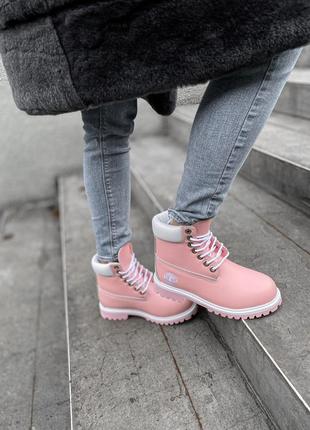 🌺timberland pink🌺 ботинки женские тимберленд, евро зима/зима, розовые кожаные5 фото