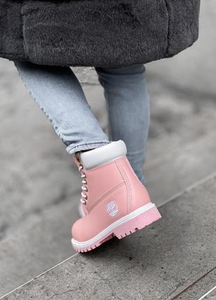 🌺timberland pink🌺 ботинки женские тимберленд, евро зима/зима, розовые кожаные6 фото