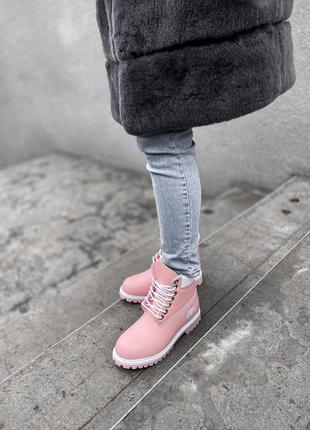 🌺timberland pink🌺 ботинки женские тимберленд, евро зима/зима, розовые кожаные7 фото