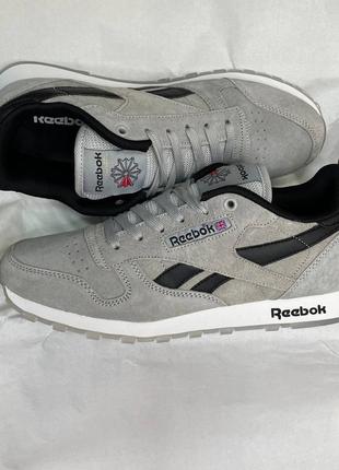 Кроссовки reebok classic leather light silver качественные мужские кроссовки удобные замшевые из натуральной замши5 фото