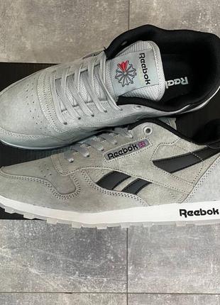 Кроссовки reebok classic leather light silver качественные мужские кроссовки удобные замшевые из натуральной замши3 фото