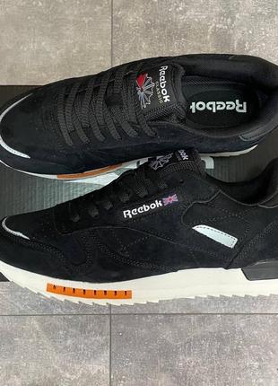 Люксовые мужские кроссовки reebok classic super leather black качественные замшевые из натуральной замши2 фото