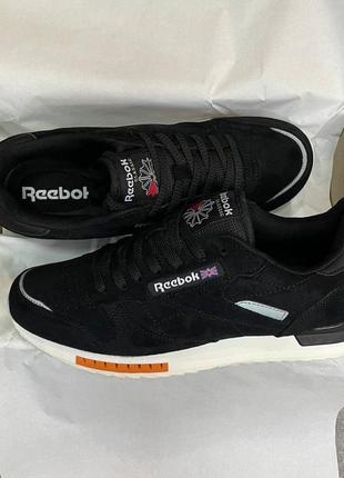 Люксовые мужские кроссовки reebok classic super leather black качественные замшевые из натуральной замши4 фото