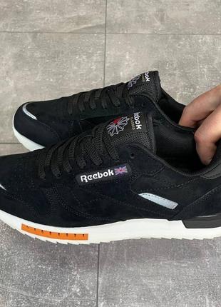 Люксовые мужские кроссовки reebok classic super leather black качественные замшевые из натуральной замши3 фото
