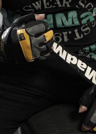 Перчатки для фитнеса и тяжелой атлетики madmax mfg-880 signature black/grey/yellow l2 фото