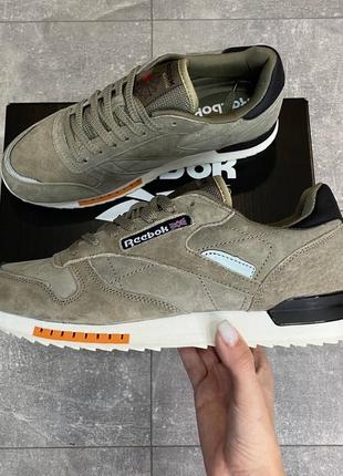 Люксовые мужские кроссовки reebok classic super leather dark silver качественные замшевые из натуральной замши