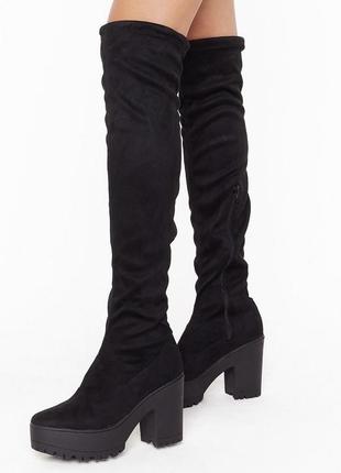 Високі чорні замшеві ботильйони public desire 🛍️1+1=3🛍️