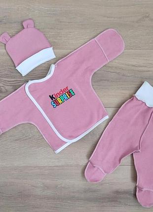 Байковий комплект 3-ка для немовлят в пологовий байковий комплект для малюка 100% бавовна3 фото