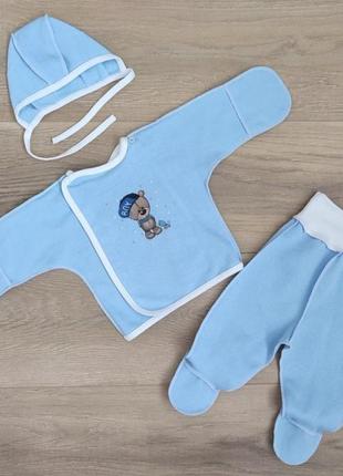 Байковий комплект 3-ка для немовлят в пологовий байковий комплект для малюка 100% бавовна2 фото