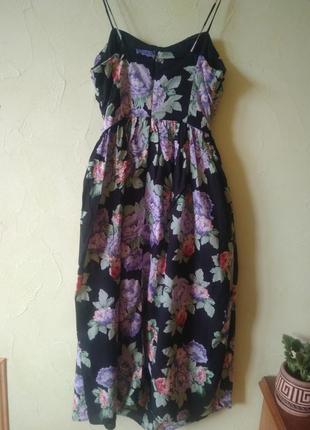 Цветочное натуральное вискозное платье с вырезом на талии asos10 фото