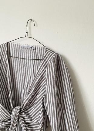 Блуза с завязкой и объемным рукавом в полоску & other sturies2 фото