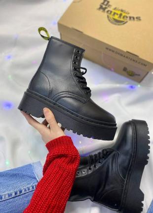 Черевики dr.martens jadon total black fur2 фото