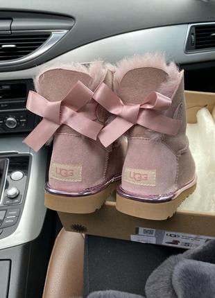 😍ugg mini bailey bow 2 dusk pink😍угги женские зимние, розовые