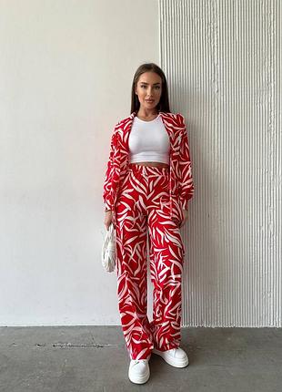 Шикарный эффектный брючный костюм рубашка блуза кофта туника штаны брюки палаццо кардиган зебра красный голубой бежевый чёрный