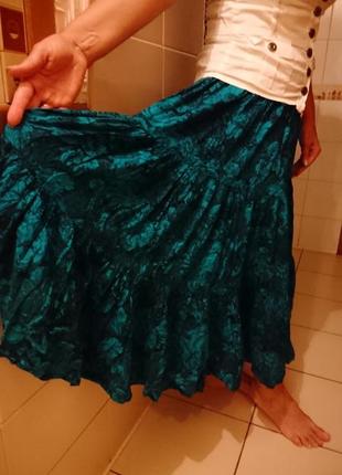 Шикарная натуральная юбка с воланами1 фото