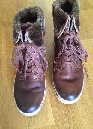Тёплые кожаные сапоги ботинки clarks