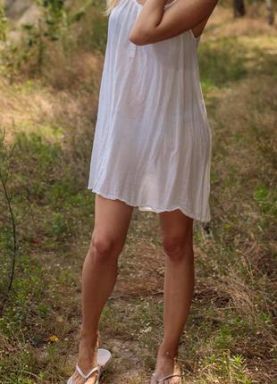 Бело натуральное летнее легкое платье на пляж vila3 фото