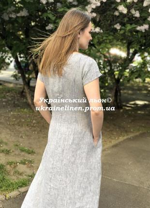 Сукня аліна сірий меланж льняна, галерея льону 44-56рр.3 фото