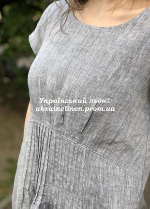 Сукня аліна сірий меланж льняна, галерея льону 44-56рр.6 фото