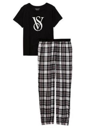 Піжама victoria’s secret cotton & flannel tee-jama set3 фото