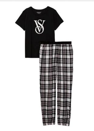 Пижама victoria’s secret cotton &amp; flannel tee-jama set4 фото