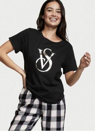 Пижама victoria’s secret cotton & flannel tee-jama set