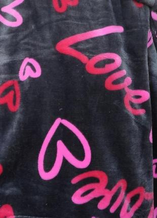 Жіночий плюшевий довгий халат love з каптуром і кишенями домашній затишний2 фото