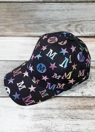 Стильная женская кепка бейсболка - черная с цветным принтом. блайзер с козырьком для девушек на осень3 фото