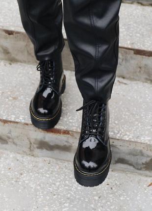 Шикарные кожаные ботинки dr.martens jadon patent на платформе /осень/зима/весна😍9 фото