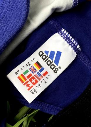 Синий топ adidas с оранжевыми полосами l спортивный топ l майка l футболка8 фото