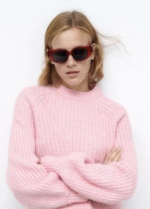 Рожевий светр шерстяний світер zara розовый свитер вязаный свитер шерстяной свитер