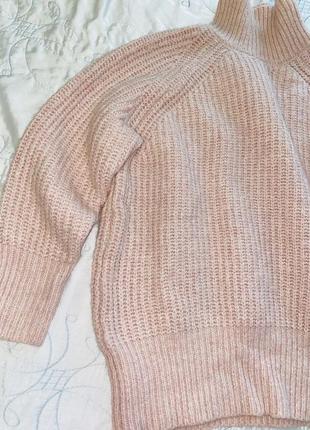 Рожевий светр шерстяний світер zara розовый свитер вязаный свитер шерстяной свитер3 фото