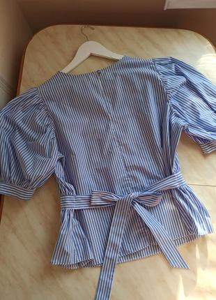 Блуза в полоску с поясом2 фото