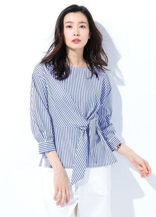 Блуза в полоску с поясом9 фото