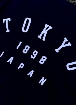 Темно-синя футболка з білим написом tokyo l топ l майка4 фото