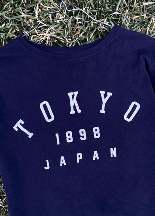 Темно-синя футболка з білим написом tokyo l топ l майка3 фото