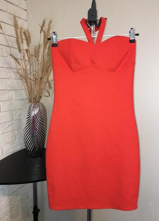 Оранжевое мини платье