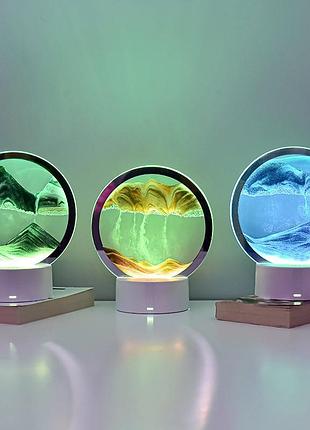Usb led rgb sandscape лампа подвижный песочный арт ночник с 7 цветами песочные часы свет 3d подвижный песочный арт ночник с 7 цветами