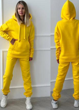 Спортивный костюм, р.s,m,l,xl, трехнитка на флисе, желтый