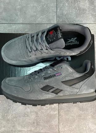 Надійні якісні чоловічі кросівки в стилі reebok classic leather замшеві із натуральної замші1 фото