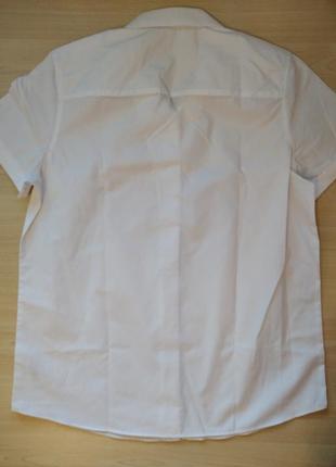 Рубашка фирменная классическая прямая для девочки 15-16 лет с коротким рукавом, белая2 фото