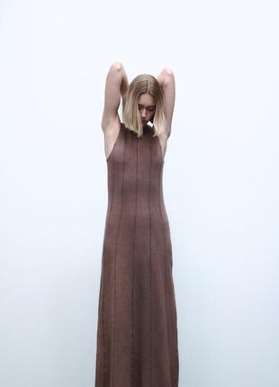 Вареное платье в рубчик от zara, размер м