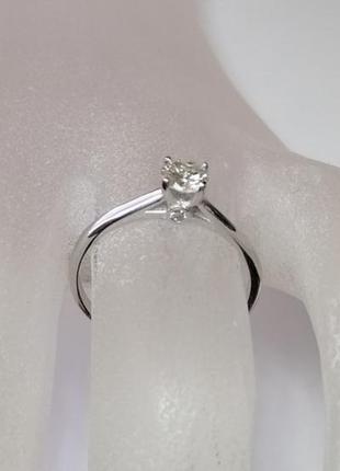 Золоте кільце з діамантами 0,38 карат 17 мм. для пропозиції/заручин біле золото