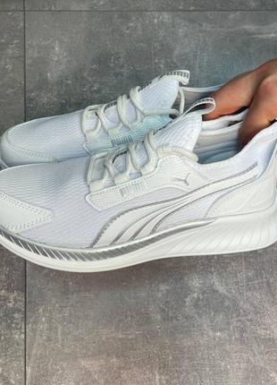 Эффектные мужские кроссовки в стиле puma light white легкие удобные стильные с сеткой4 фото