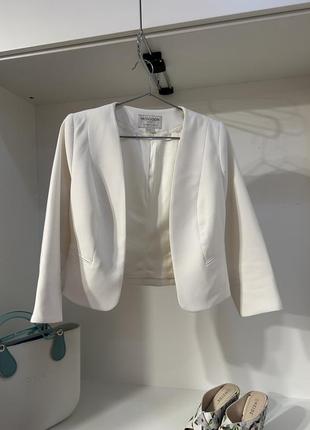 Пиджак жакет белый укороченный3 фото