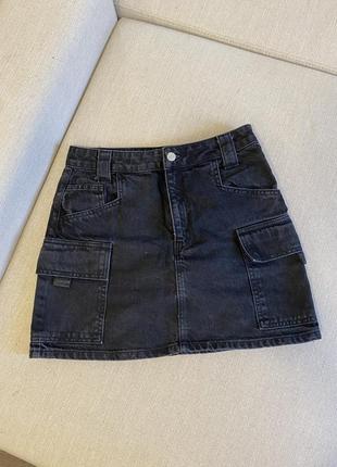 Джинсовая юбка карго с карманами4 фото