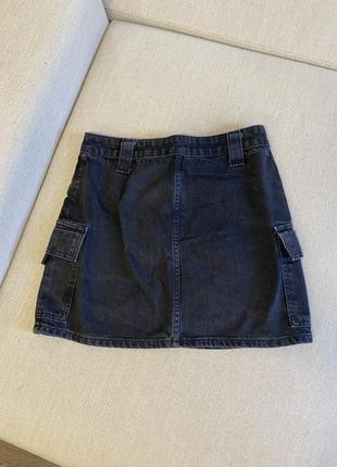 Джинсовая юбка карго с карманами5 фото