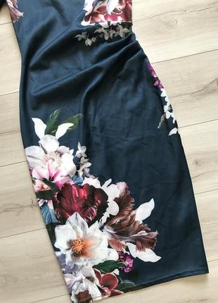 Платье миди со складками в цветочный принт boohoo7 фото